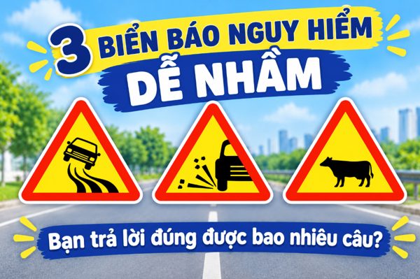 3 biển báo nguy hiểm dễ nhầm, bạn trả lời đúng được bao nhiêu câu?