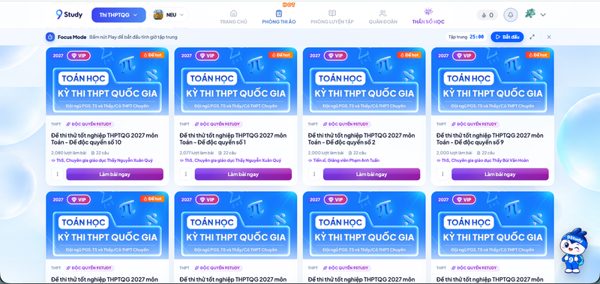 9Study phát triển kho đề luyện thi trực tuyến phục vụ học sinh THPT