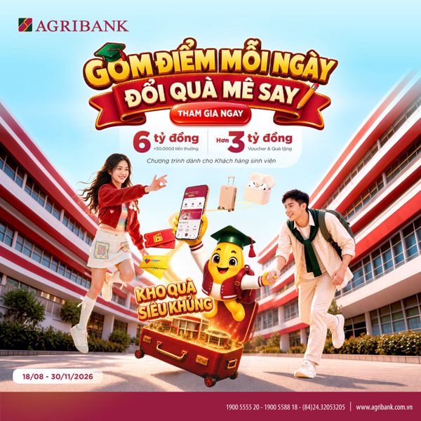 Agribank cùng sinh viên 'Gom điểm mỗi ngày – Đổi quà mê say' trên Agribank Plus