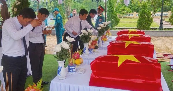 An táng hài cốt 5 liệt sĩ được tìm thấy tại núi Hòn Tàu