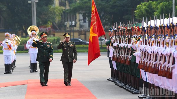 [Ảnh] Đại tướng Phan Văn Giang đón Bộ trưởng Quốc phòng Campuchia thăm chính thức Việt Nam