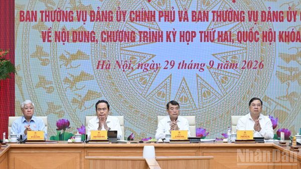 [Ảnh] Hội nghị Ban Thường vụ Đảng ủy Chính phủ và Ban Thường vụ Đảng ủy Quốc hội