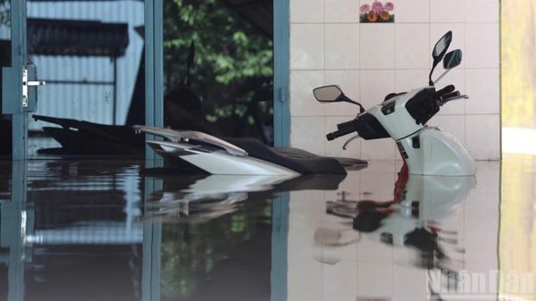 [Ảnh] Mưa lớn gây ngập sâu khu dân cư sát cao tốc Biên Hòa-Vũng Tàu