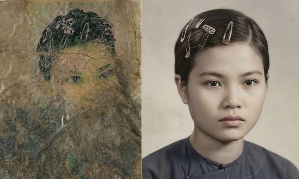 Ảnh phụ nữ trong phần mộ liệt sĩ