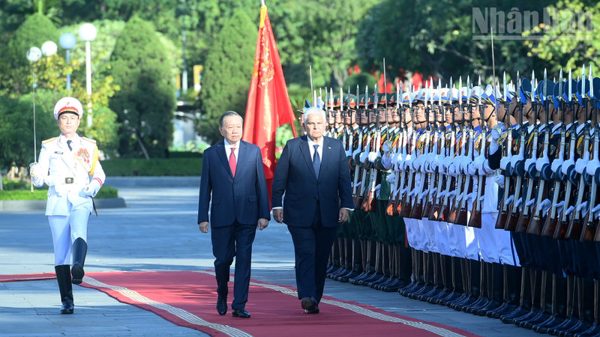 [Ảnh] Tổng Bí thư, Chủ tịch nước Tô Lâm chủ trì Lễ đón Tổng thống Panama Jose Raul Mulino