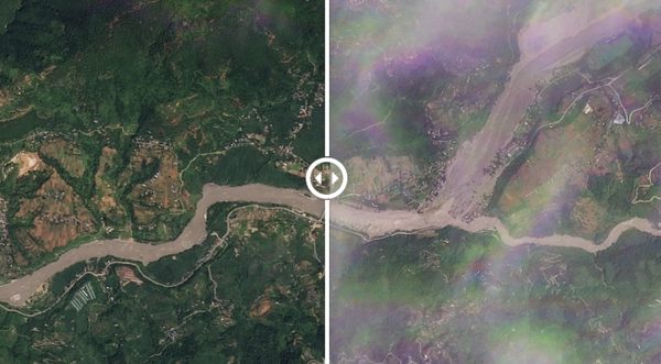 Ảnh vệ tinh hậu quả trận lũ quét 'tử thần' ở biên giới Nepal - Trung Quốc