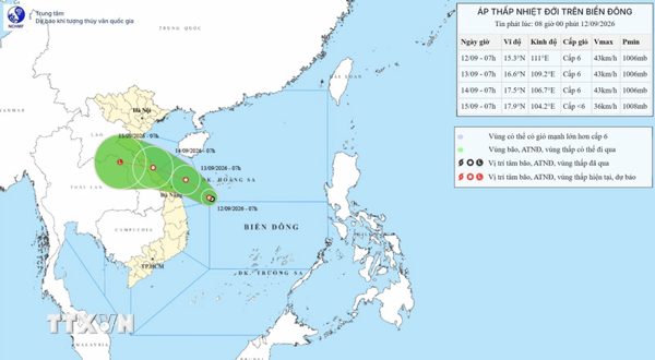 Áp thấp nhiệt đới giữ cường độ, cách đặc khu Hoàng Sa khoảng 150km