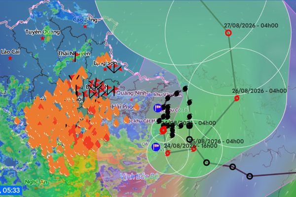 Bão số 4 Narra cách Hải Phòng 145km, liên tục ‘nhúc nhích’ đổi hướng