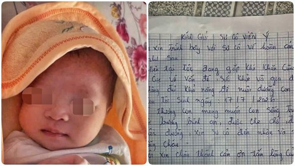 Bé 20 ngày tuổi bị bỏ rơi tại một tịnh thất ở Gia Lai cùng lá thư viết tay