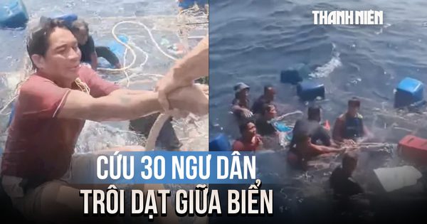 Cận cảnh khoảnh khắc tàu cá cứu 30 ngư dân trôi dạt giữa biển