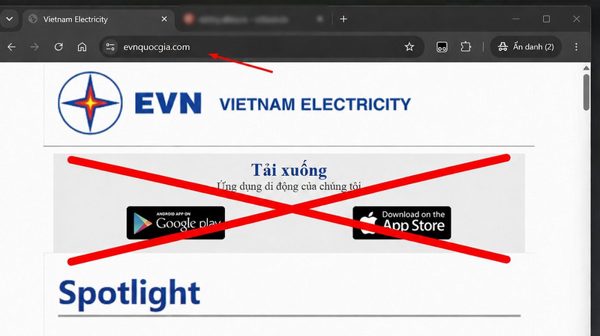 Cảnh báo thủ đoạn giả mạo thương hiệu EVN và ứng dụng chăm sóc khách hàng EVNSPC