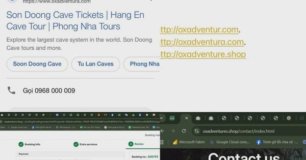 Cảnh báo website giả mạo Oxalis để lừa đảo bán tour Sơn Đoòng
