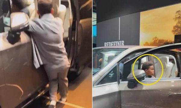 Cậu bé lùi xe Mercedes đâm vỡ tường triển lãm