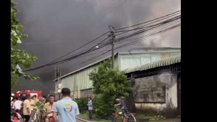 Cháy xưởng gỗ ở Đồng Nai
