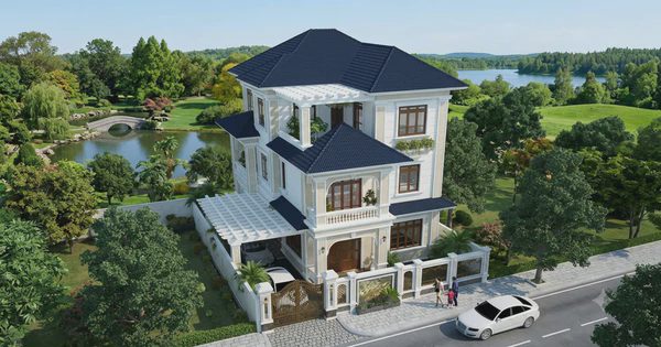 Chi phí nhà mái Nhật 3 tầng 90m² tân cổ điển bao nhiêu?