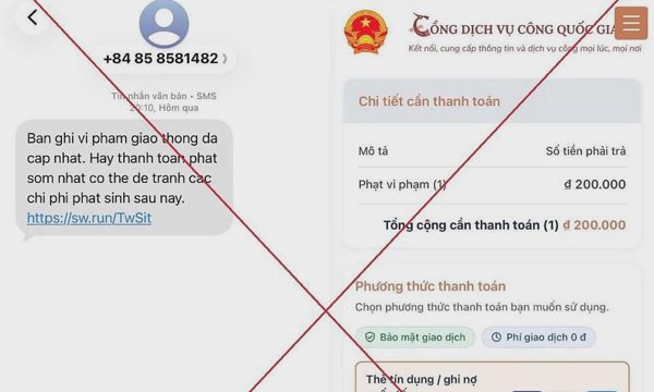 Chiêu lừa 'giảm 50% nếu nộp sớm phạt nguội' nhằm chiếm tài khoản ngân hàng