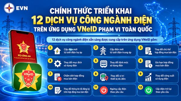 Chính thức triển khai 12 dịch vụ công ngành điện trên ứng dụng VNeID