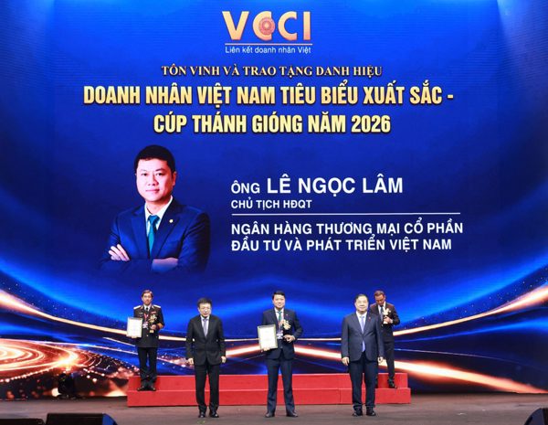 Chủ tịch BIDV được vinh danh tốp 10 Doanh nhân Việt Nam tiêu biểu năm 2026
