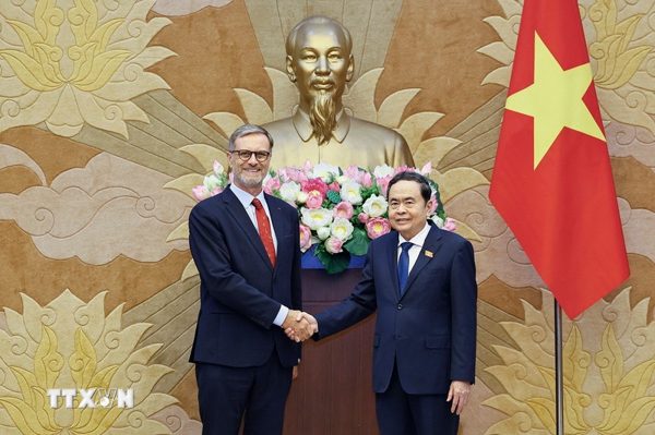 Chủ tịch Quốc hội Trần Thanh Mẫn tiếp Đại sứ Pháp tại Việt Nam Olivier Brochet