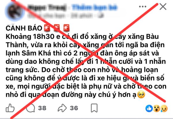 Công an xã Long Điền xác minh thông tin bị cướp tài sản đăng tải trên mạng xã hội là không có thật