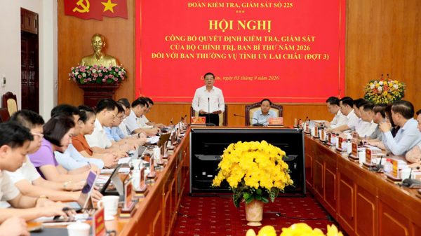 Công bố quyết định kiểm tra, giám sát đối với Ban Thường vụ Tỉnh ủy Lai Châu đợt 3