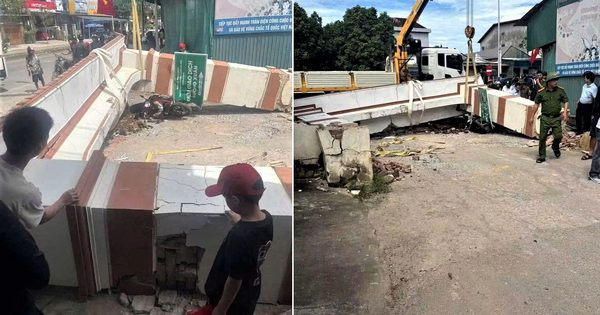 Cổng chào đổ sập, học sinh lớp 3 bị thương
