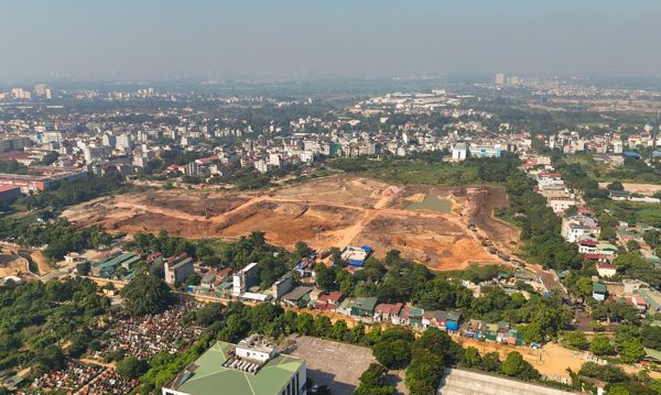 Công trường hồ điều hòa gần 500 tỷ đồng ở cửa ngõ phía Bắc Hà Nội