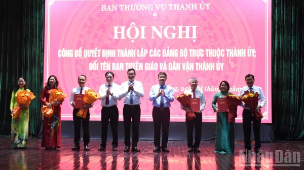 Đà Nẵng công bố thành lập 2 Đảng bộ trực thuộc Thành ủy và đổi tên Ban Tuyên giáo và Dân vận Thành ủy