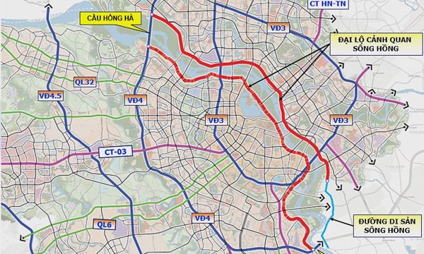 Đại lộ cảnh quan sông Hồng dự kiến 10 làn xe