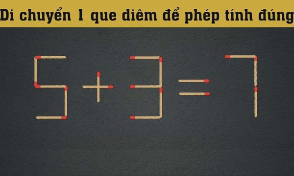 Di chuyển 1 que diêm để '5 + 3 = 7' thành đúng