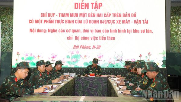 Diễn tập khả năng sẵn sàng chiến đấu một bên hai cấp trên bản đồ có thực binh