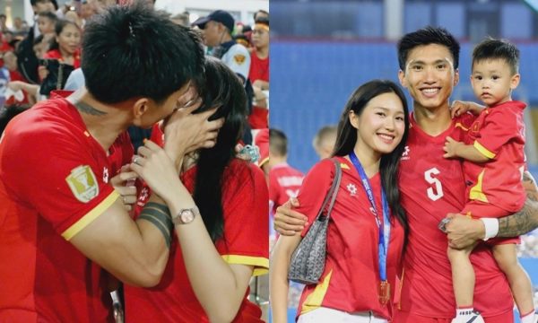 Đoàn Văn Hậu hôn Doãn Hải My mừng chiến thắng ở ASEAN Cup