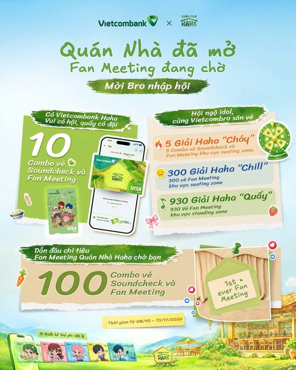 Đón Fan Meeting đầu tay của Quán Nhà Haha cùng những suất tham dự sớm nhất từ Vietcombank