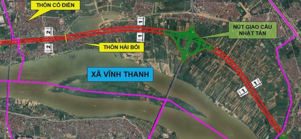 Dự kiến hướng tuyến trục đại lộ sông Hồng qua 16 xã, phường