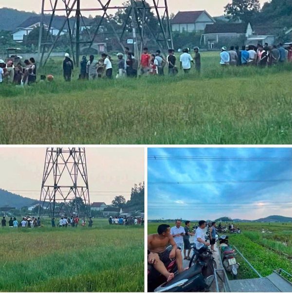 Dùng ô gỡ dây viễn thông, người lái máy gặt bị điện phóng tử vong