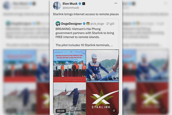 Elon Musk chia sẻ việc Hải Phòng đưa Internet vệ tinh ra đảo xa