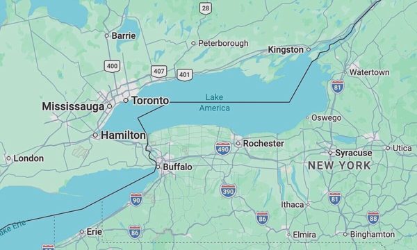 Google Maps đổi tên hồ Ontario thành hồ Mỹ