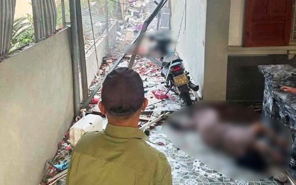 Hai người nằm bất động sau vụ nổ lớn nghi do chế pháo tại Hải Phòng