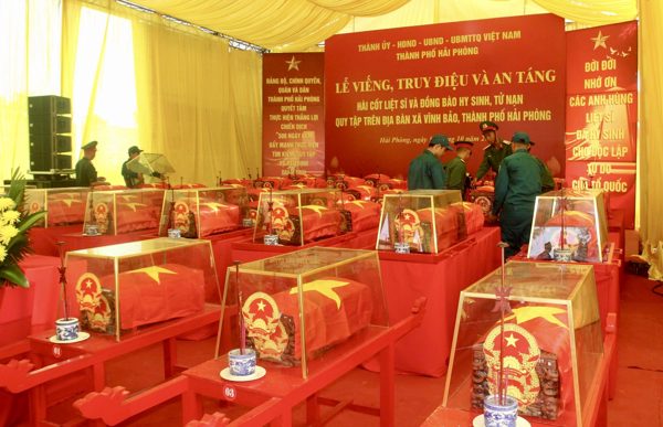 Hải Phòng chuẩn bị lễ truy điệu, an táng 56 hài cốt liệt sĩ và đồng bào tử nạn