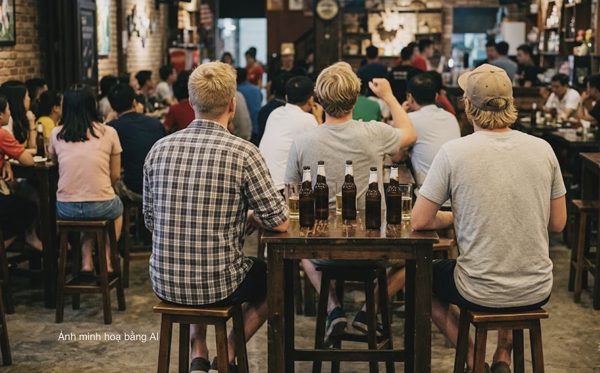 Hai thanh niên Tây xem cả trận bóng đá chỉ uống 6 chai bia