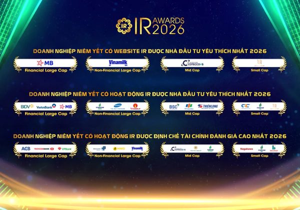 IR Awards 2026: Vinh danh doanh nghiệp niêm yết có hoạt động IR xuất sắc nhất
