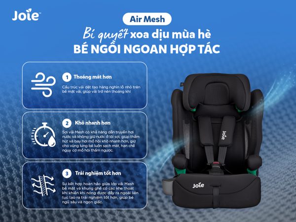 Joie Baby ra mắt dòng ghế ngồi ô tô vải lưới thoáng khí (Air Mesh)
