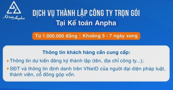 Kế toán Anpha: Đơn vị cung cấp dịch vụ thành lập công ty trọn gói uy tín
