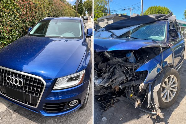 Khách gửi Audi Q5 để kiểm tra dầu, nhân viên gara lái đi gây tai nạn vỡ nát xe