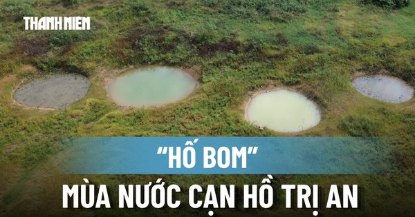 Kỳ thú hồ Trị An: Những vệt 'hố bom' phát lộ mùa nước cạn