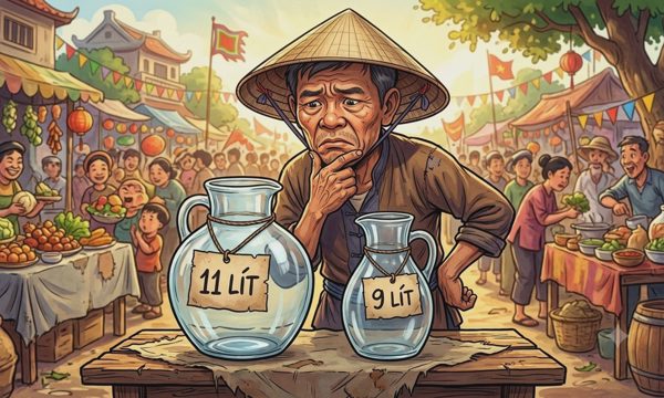 Làm sao đong chính xác 8 lít từ bình 11 lít và 9 lít?