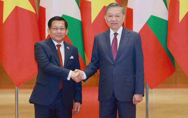 Lễ đón chính thức Tổng thống Myanmar Min Aung Hlaing lần đầu thăm Việt Nam