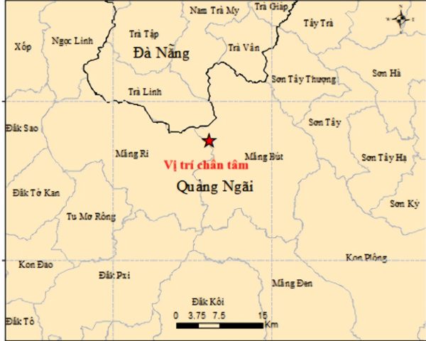 Liên tiếp 4 trận động đất xảy ra ở xã miền núi Quảng Ngãi
