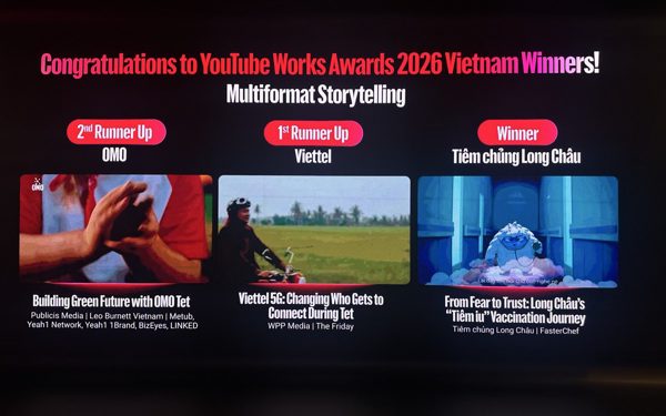 Long Châu giành giải Top 3 “Best of Vietnam” tại YouTube Works Awards Vietnam 2026