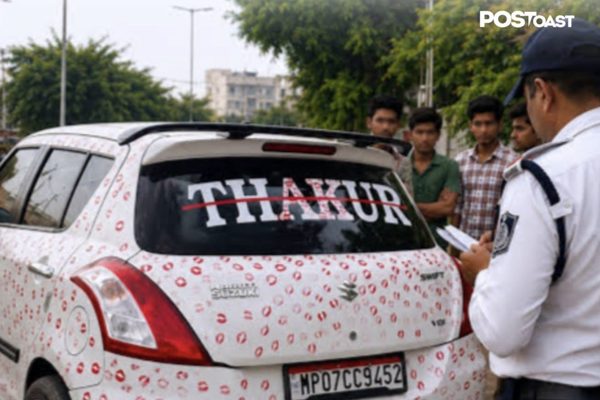 Maruti Swift phủ 3.400 dấu son môi gây sốt mạng, chủ xe bị cảnh sát phạt